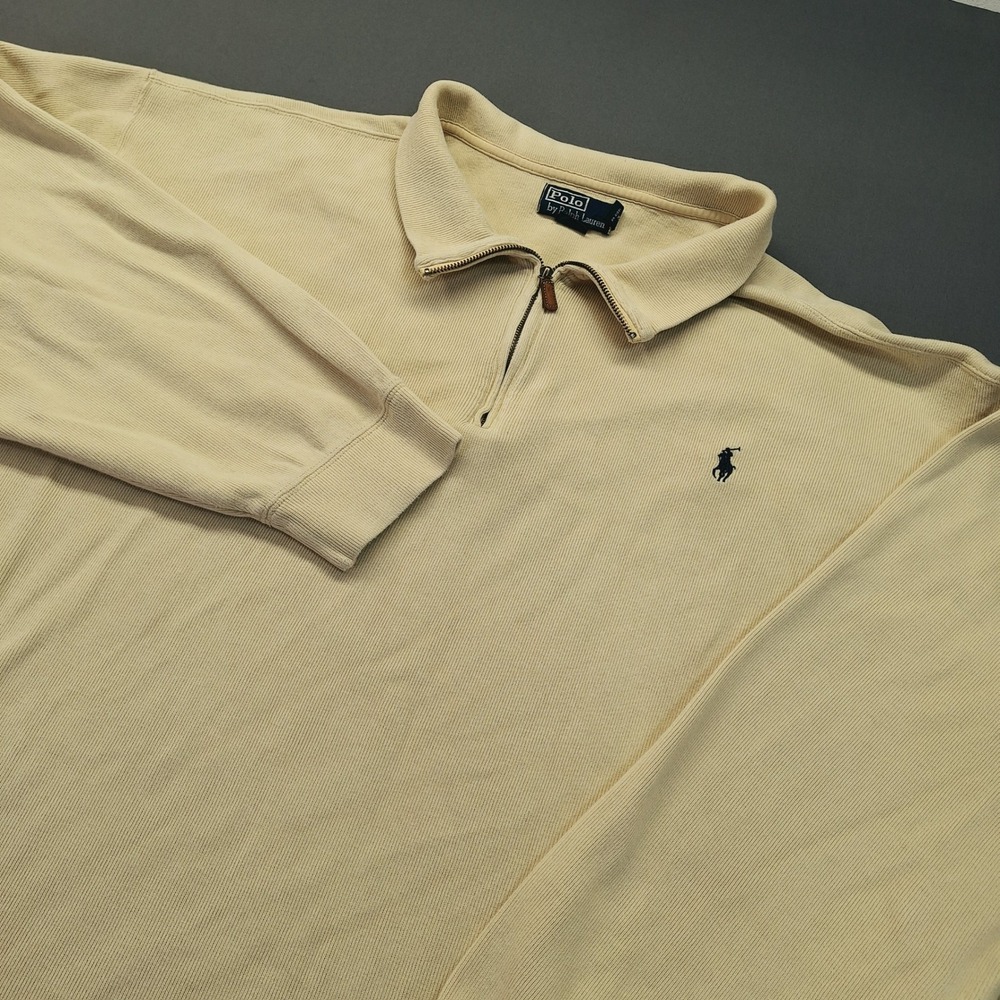 Polo Ralph Lauren Mens 3XLT Tall Cream Ribbed Cotton Quarter Zip Pullover